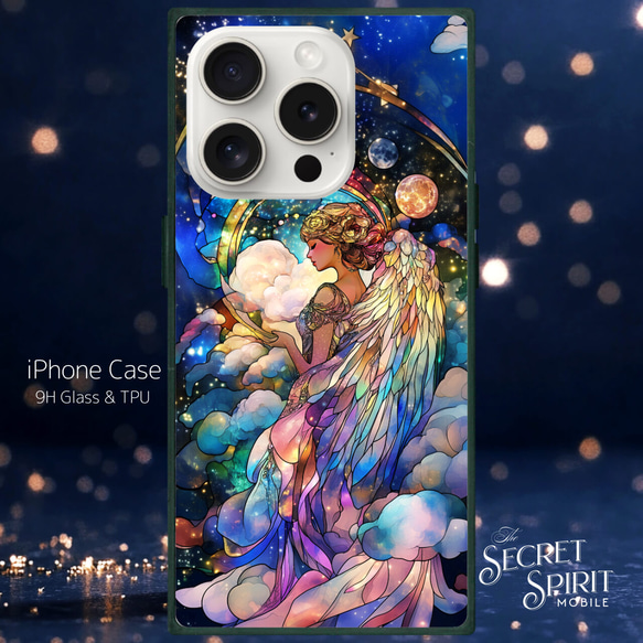 iPhoneケース 【宇宙の守護者 - 天使のステンドグラス スマホケース A