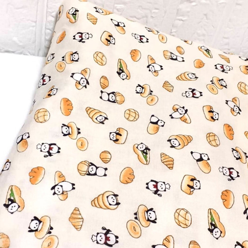 110×50cm パンダのパン屋さん ダブルガーゼ生地(日本製) 生成り
