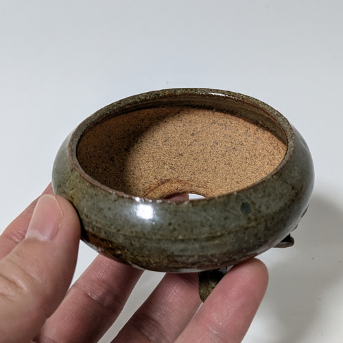 ミニ植木鉢 ミニ盆栽鉢 鉢丸 灰釉 No.026 一輪挿し・花瓶・花器