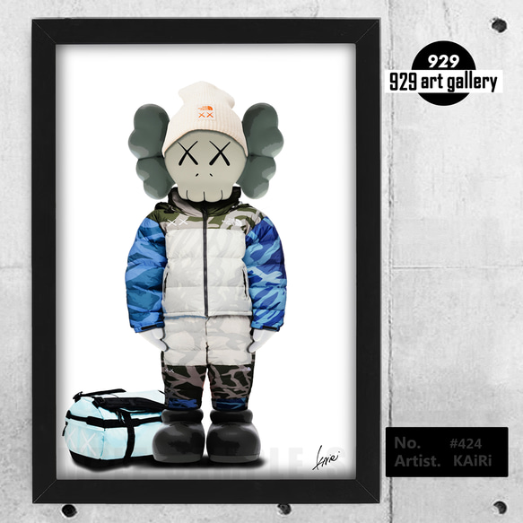 KAWS type☆オマージュアートインテリアポスター＃424☆ハンドメイド