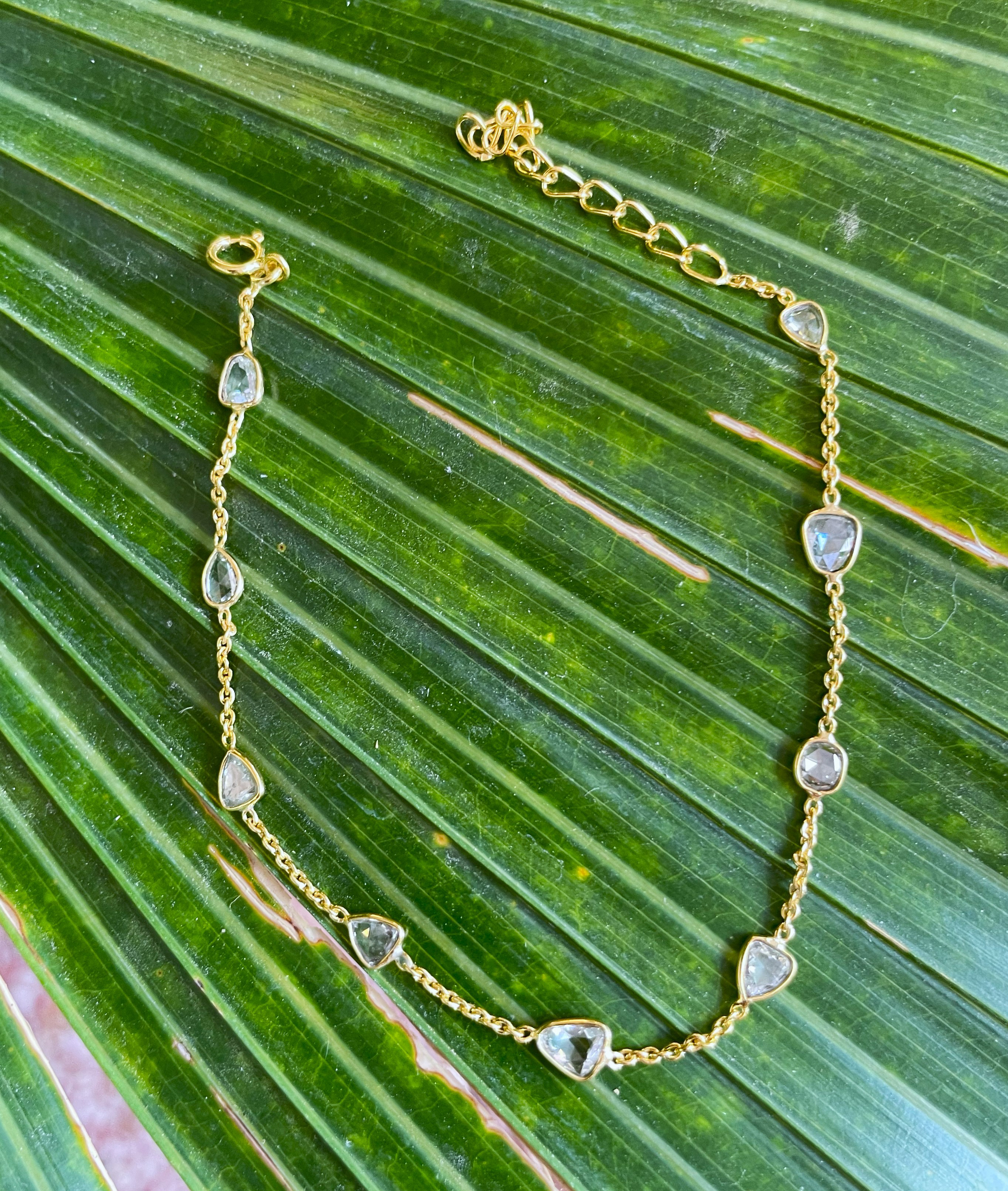 925シルバー / 天然ホワイトローズカットダイヤモンドテニスブレスレット