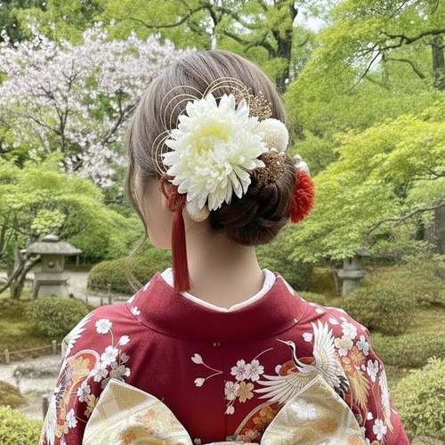 大輪菊の髪飾り 結婚式 成人式 花嫁 和装 振袖 卒業式 白無垢 色打掛