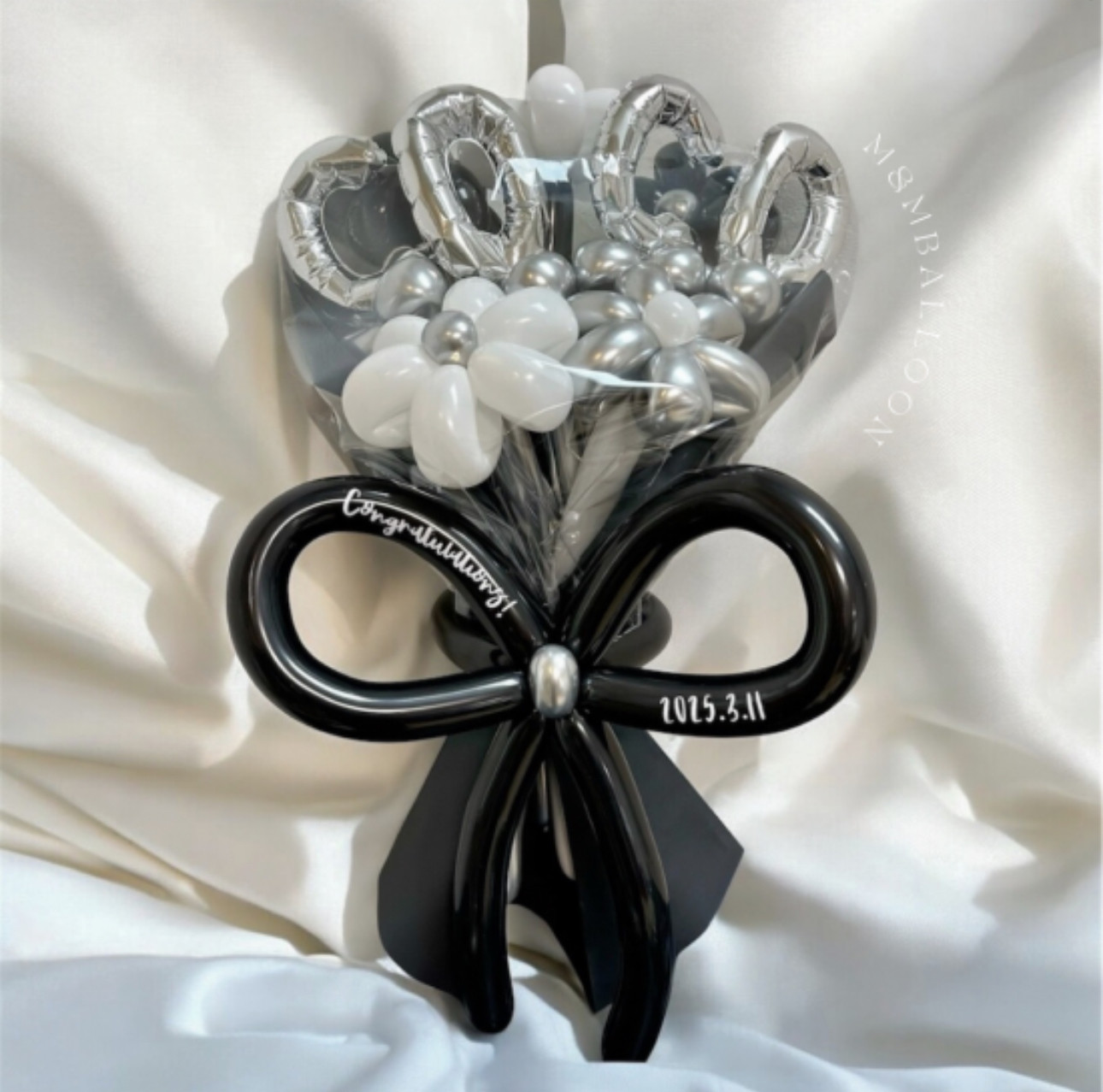 名前入り【シルバー/ゴールド】花束バルーンブーケ バルーンギフト バルーン花束 卒業祝いバルーン