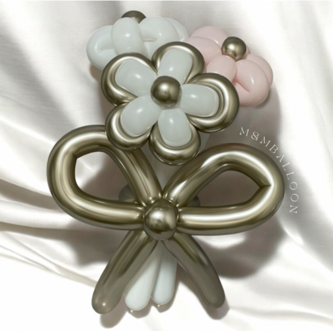 バルーンブーケ【縁取りデイジー】3本 バルーンギフト バルーン花束 誕生日プレゼント M&M Balloon