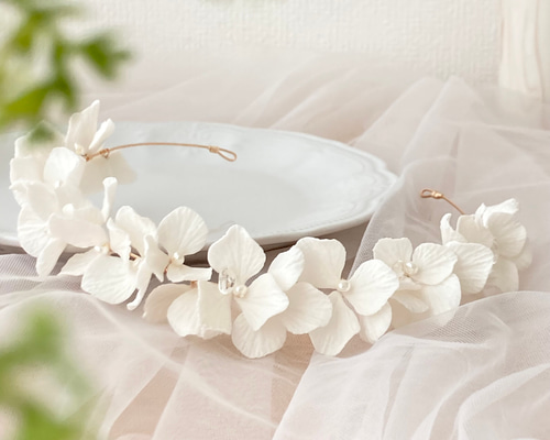 結婚式 紫陽花 カチューシャ ブライダル ウェディング 花嫁 ヘッド