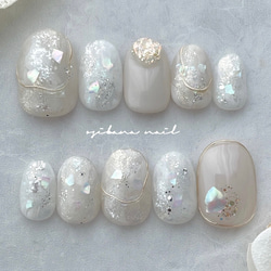 きらめき透明感whiteネイル♡⃜ ネイルチップ 白 ホワイト ブライダル