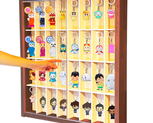 コレクションケース ガシャポン ３２マス マホガニ色全塗装 アクリル障子付 78dac6d1b0fb1adc201e9db2082244