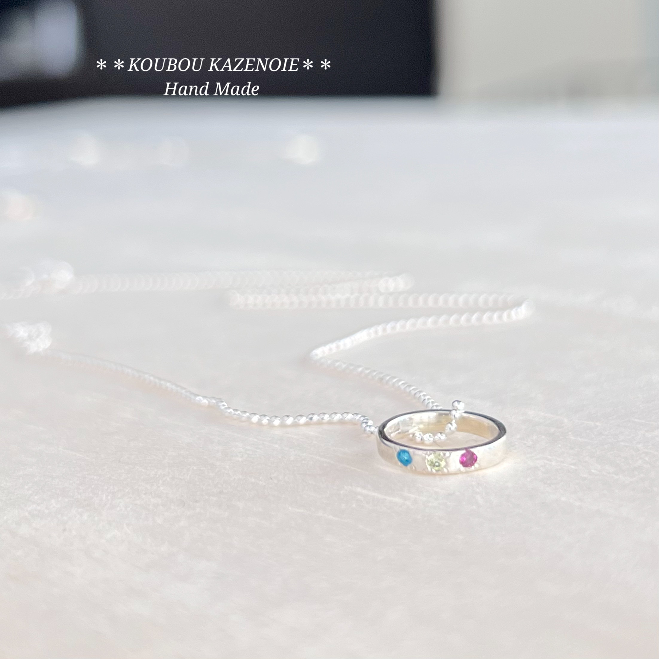 3石選べる◆小さなリングのネックレス◆　Baby Ringネックレス　受注制作