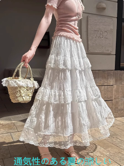 2025年夏の女性のためのデザインセンスホワイトレースケーキスカート