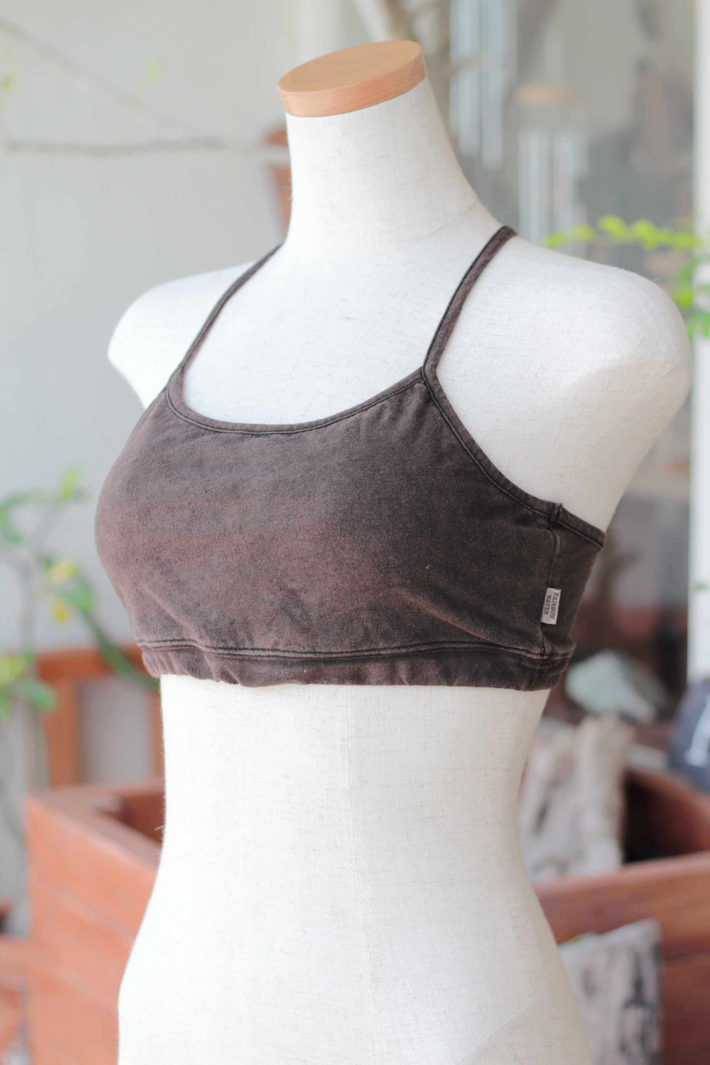 ブラトップ① （パッドポケット付き）【ヘンプ オーガニックコットン】 / 草木染め ダークブラウン