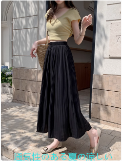 デザインシンセンスのソリッドカラーシフォンプリーツスカート夏の女性のためのスカートハイウエストのスリムなミッドレングスの