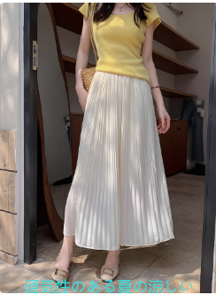 デザインシンセンスのソリッドカラーシフォンプリーツスカート夏の女性のためのスカートハイウエストのスリムなミッドレングスの