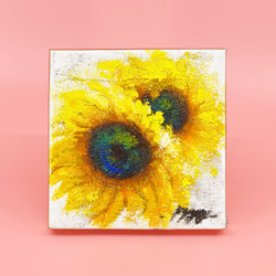 原画 アクリル画 キャンバスアート｜ひまわりの絵｜13cm×13cm