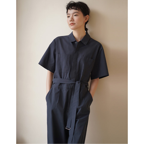 ネイビー 半袖オールインワン