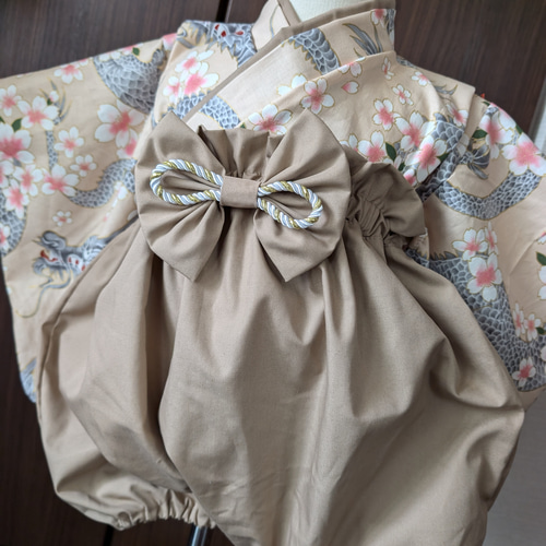 ベビー袴　ハンドメイド　龍✕モカ ベビー袴 龍モカ ベビー袴 ハンドメイド 龍✕モカ ベビー袴 3ヶ月〜 龍