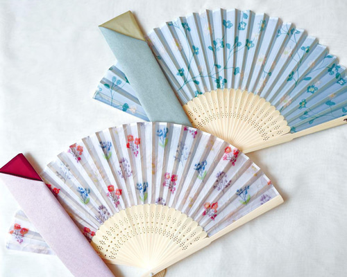 名入れ扇子セット☆刺繍風デザイン＆選べるケース】お名前刻印無料