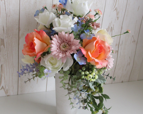 カラフルな上品アレンジメント m-1330 アートフラワー studio mari-2