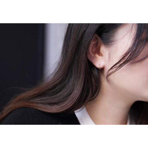 K18フープピアス 中折れ式 18金 1.5mm×11mm 18k イエローゴールド ペア