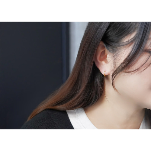 K18フープピアス 中折れ式 18金 1.5mm×11mm 18k イエローゴールド ペア