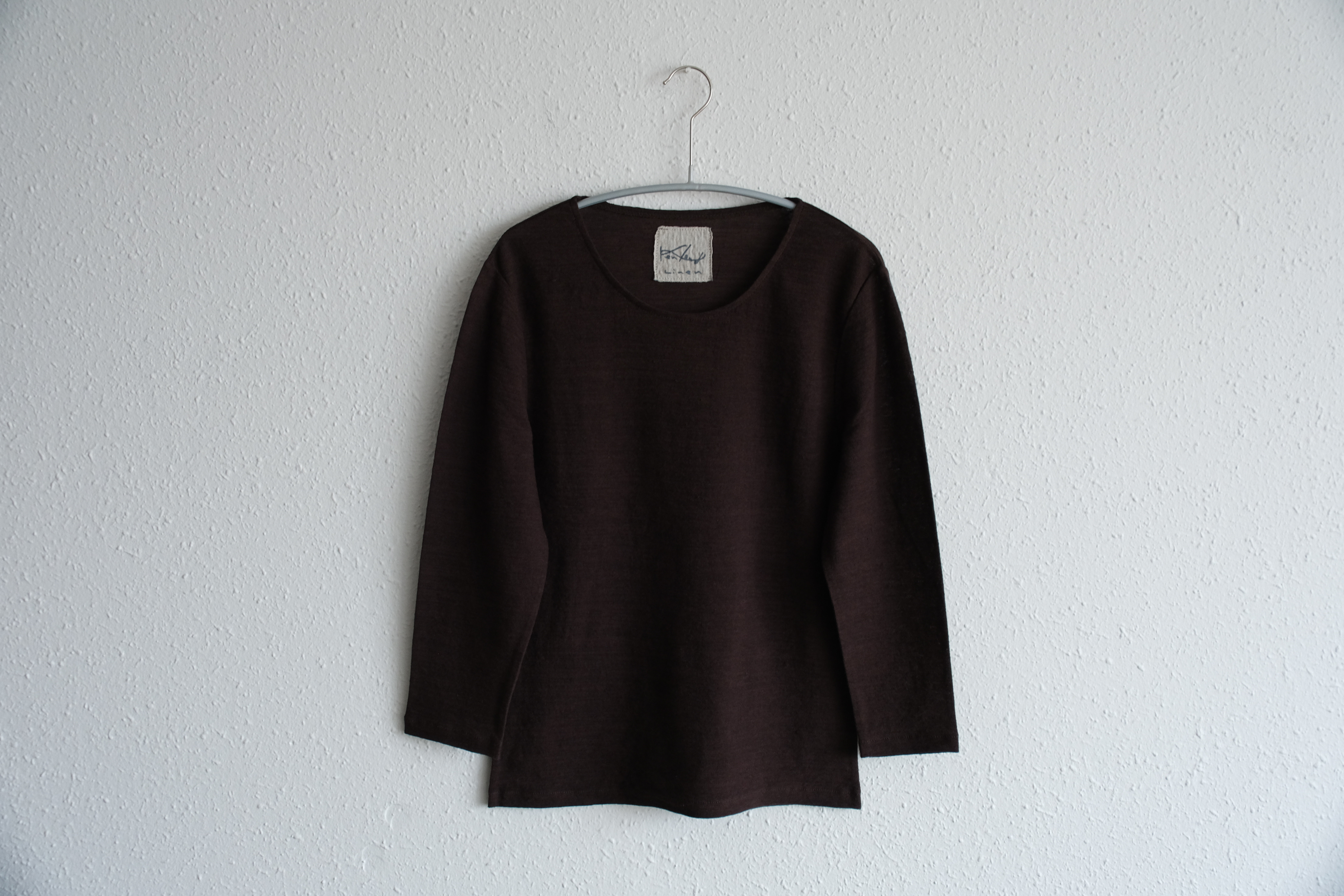 リネンコットンアンダーウェア　7分袖（ダークブラウン）［レディース3サイズ］