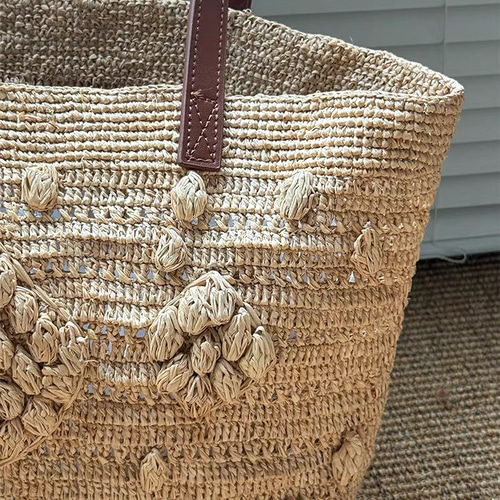 ラフィア 天然素材 ハンドメイド かごバッグ ショルダーバッグ 手編み