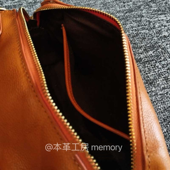 化粧バッグ 2wayハンドバッグ 牛革製ショルダー シンプル 底鋲付き 筒型カバン 小物収納  レディース 7枚目の画像