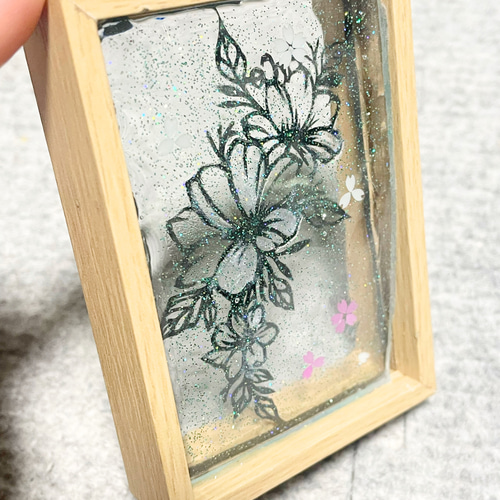 イベント再販作品 ミニフレーム 一点のみ 切り絵 ゆり フォトフレーム