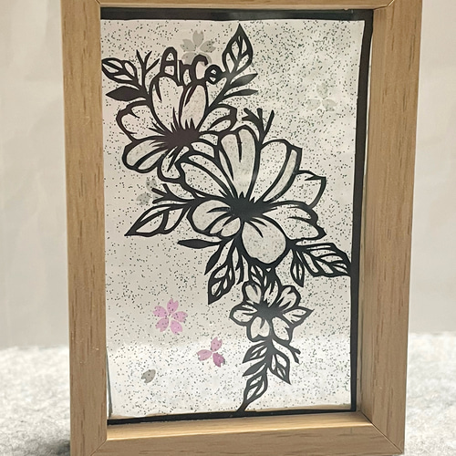 イベント再販作品 ミニフレーム 一点のみ 切り絵 ゆり フォトフレーム