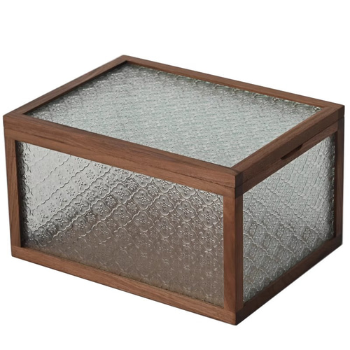 花柄フローラガラス収納箱 大容量 木製A4サイズ ヴィンテージ風