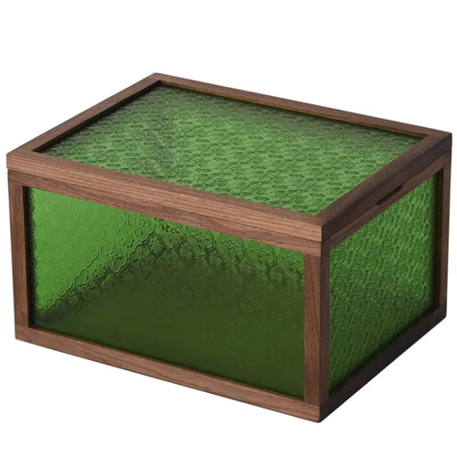 花柄フローラガラス収納箱 大容量 木製A4サイズ ヴィンテージ風 フリー