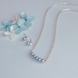 紫陽花 ブルー ベビーパール ネックレス 小さいパール 14kgf 金属アレルギー 誕生日 母の日 ギフト プレゼント 5枚目の画像