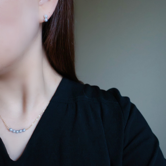 紫陽花 ブルー ベビーパール ネックレス 小さいパール 14kgf 金属アレルギー 誕生日 母の日 ギフト プレゼント 6枚目の画像