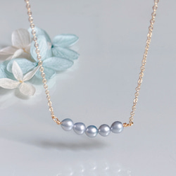 紫陽花 ブルー ベビーパール ネックレス 小さいパール 14kgf 金属アレルギー 誕生日 母の日 ギフト プレゼント 3枚目の画像