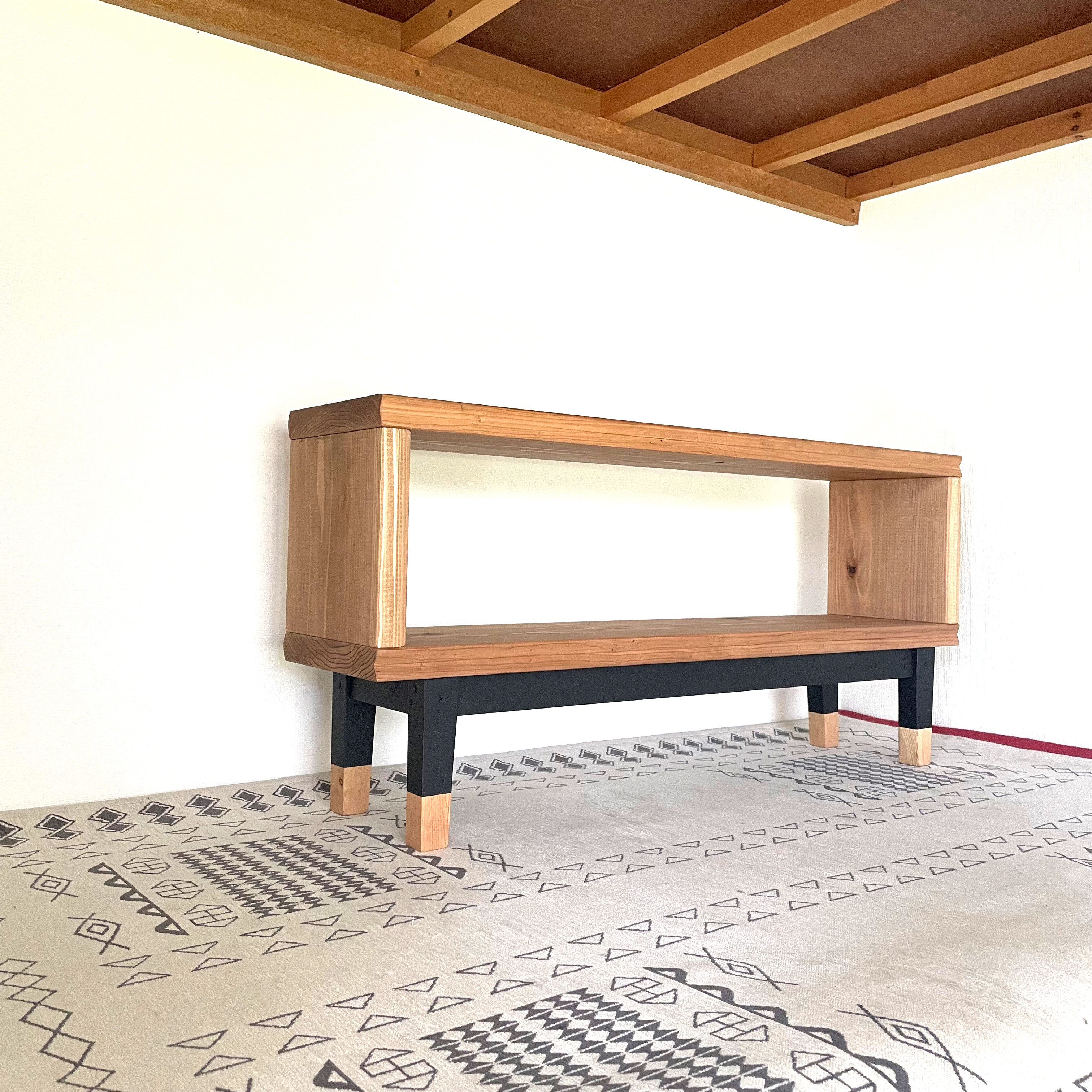 木製ローボード/ベンチ　W90×D21×H42.3   シンプル  テレビ台　植物台　棚　オープンラック