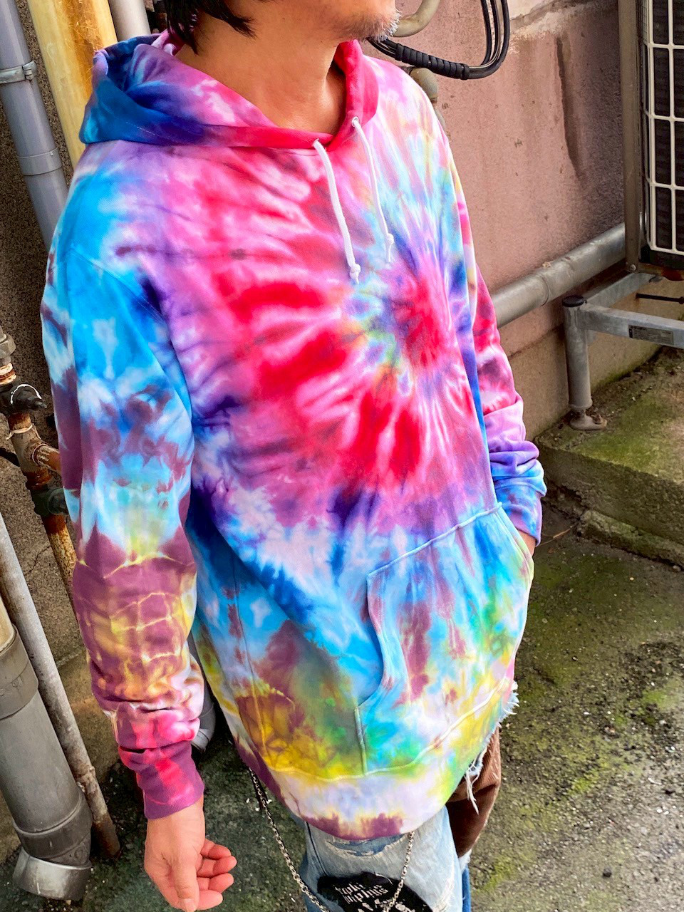 タイダイ プルオーバー フーディ XXLサイズ カラフル スパイラル HD23-91