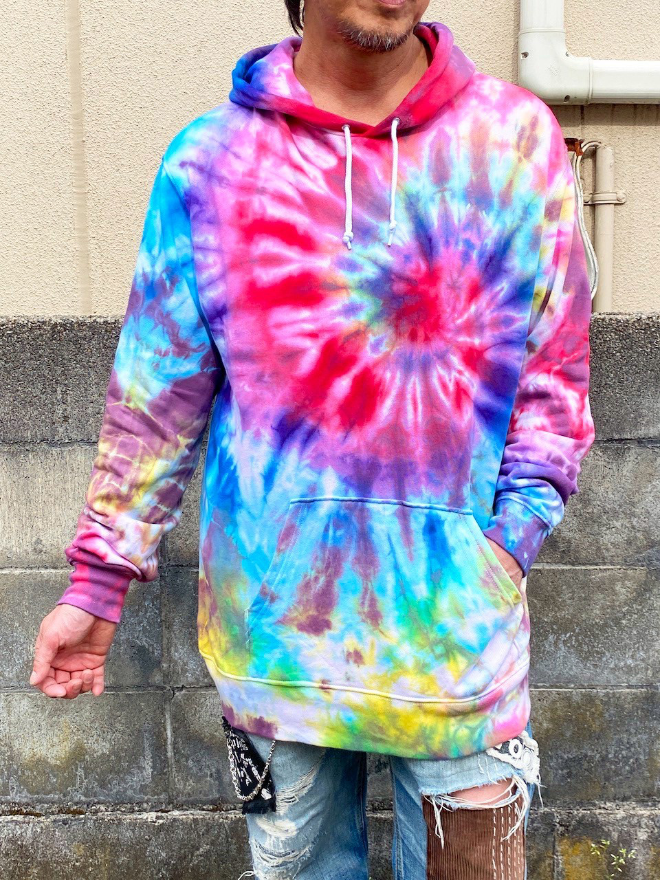 タイダイ プルオーバー フーディ XXLサイズ カラフル スパイラル HD23-91