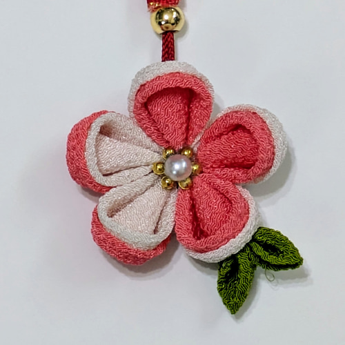つまみ細工 花ストラップ 根付ストラップ チャーム ちりめん細工
