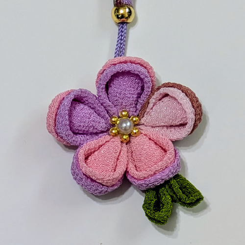 つまみ細工 花ストラップ 根付ストラップ チャーム ちりめん細工
