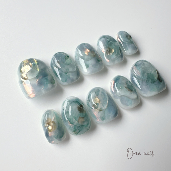 【ネイルチップ受注生産】N3ブルーニュアンスネイル 4枚目の画像