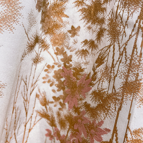 着丈140cm ラメ刺繍 マキシワンピース 着物リメイク J70413 着丈140cm 煌めくラメ刺繍 スクエアネック マキシ丈 ワンピース