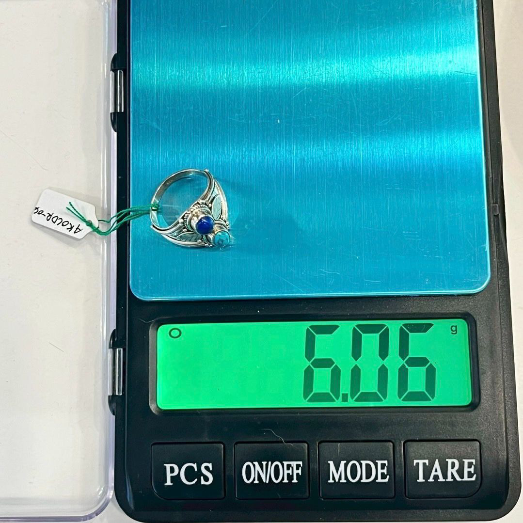 シルバーリング ターコイズ ラピスラズリ シルバー925 天然石 18号 ハンドメイド 一点物 ブルー グリーン