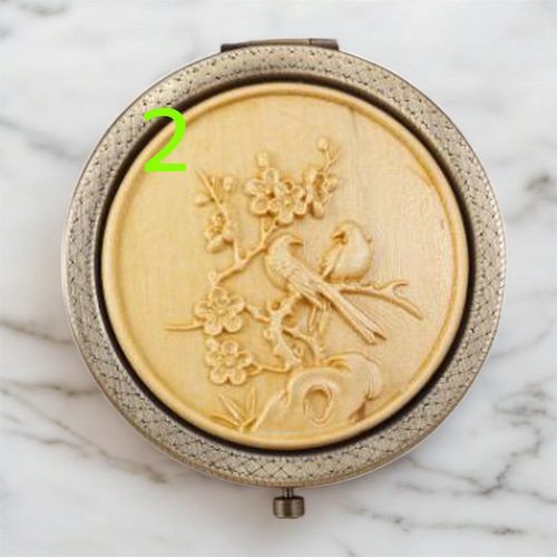 木彫り手鏡コレクション「月下蓮華」シリーズ 5種類 手鏡 月下蓮華彫刻