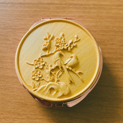 木彫りピルケースコレクション「花鳥風月」｜ミラー付き・3分割収納