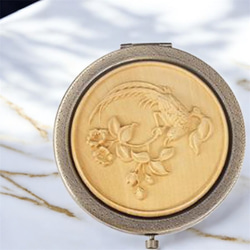 木彫り手鏡コレクション「月下蓮華」シリーズ 5種類 手鏡 月下蓮華彫刻