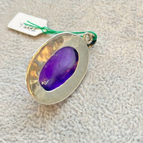 ペンダントトップ アメジスト シルバ−925 天然石 大粒 ハンドメイド