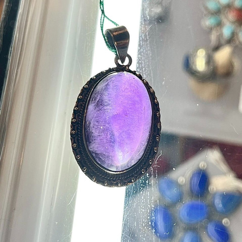 ペンダントトップ アメジスト シルバ−925 天然石 大粒 ハンドメイド