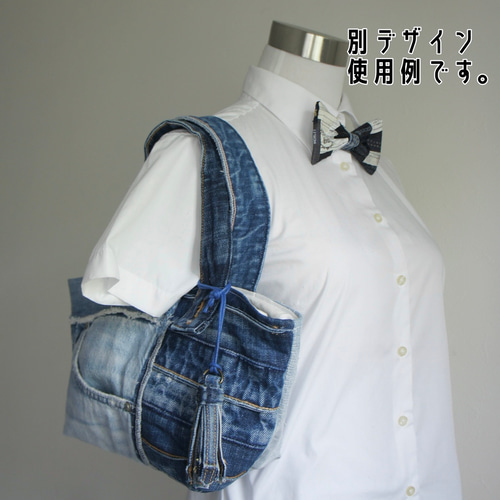 tt–53 パッチワークデニムトートバッグ ミニ トートバッグ C d c