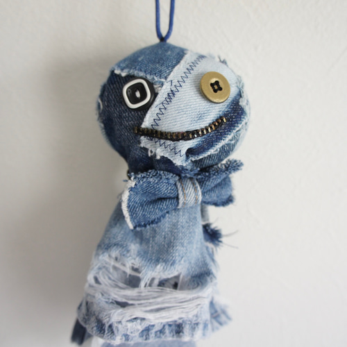 てるてる坊主専用 e-40 パッチワークデニムてるてる坊主 デニ坊主 キーホルダー C