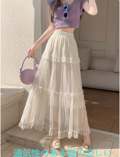 女性のためのケーキスカート長い2025ニューサマースーパーホットスカートハイウエストスリムドレープドレープAラインガーゼ