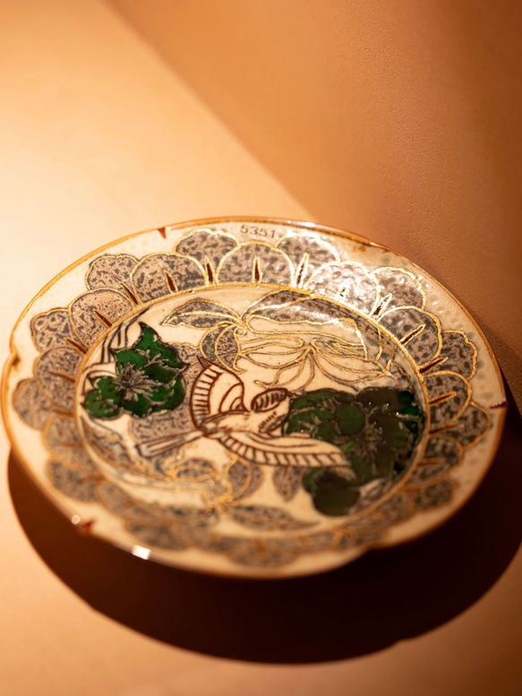 詩瓷集 中国唐風 青花磁 古彩＋上絵金彩 花鳥文プレート｜菓子皿